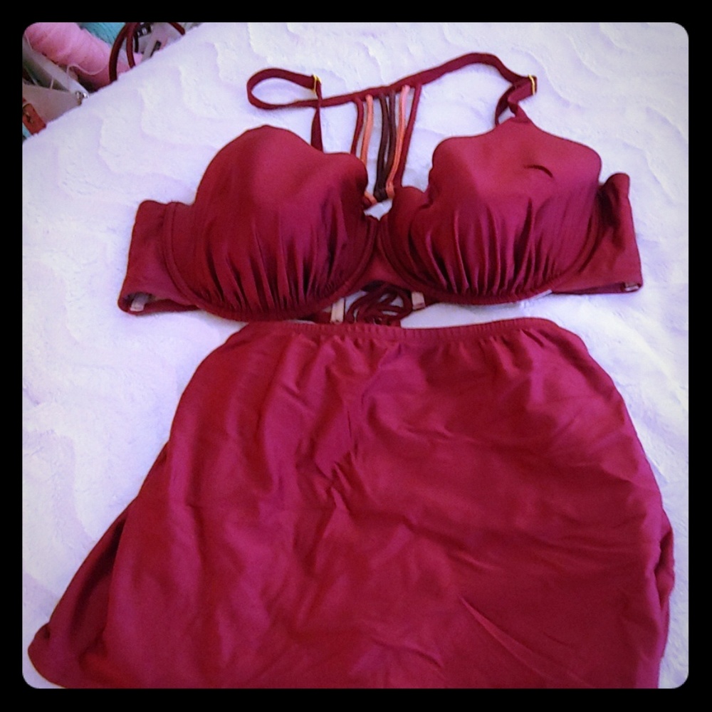 Swim bikini and swim skirt bottom
